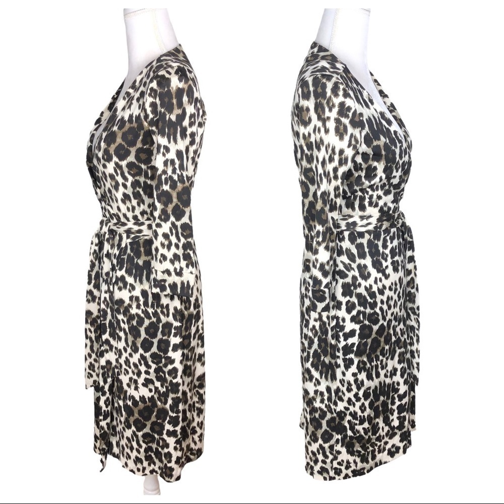 Diane von Furtstenberg silk wrap dress animal snow leopard print sz 4 New Julian - Picture 13 of 16